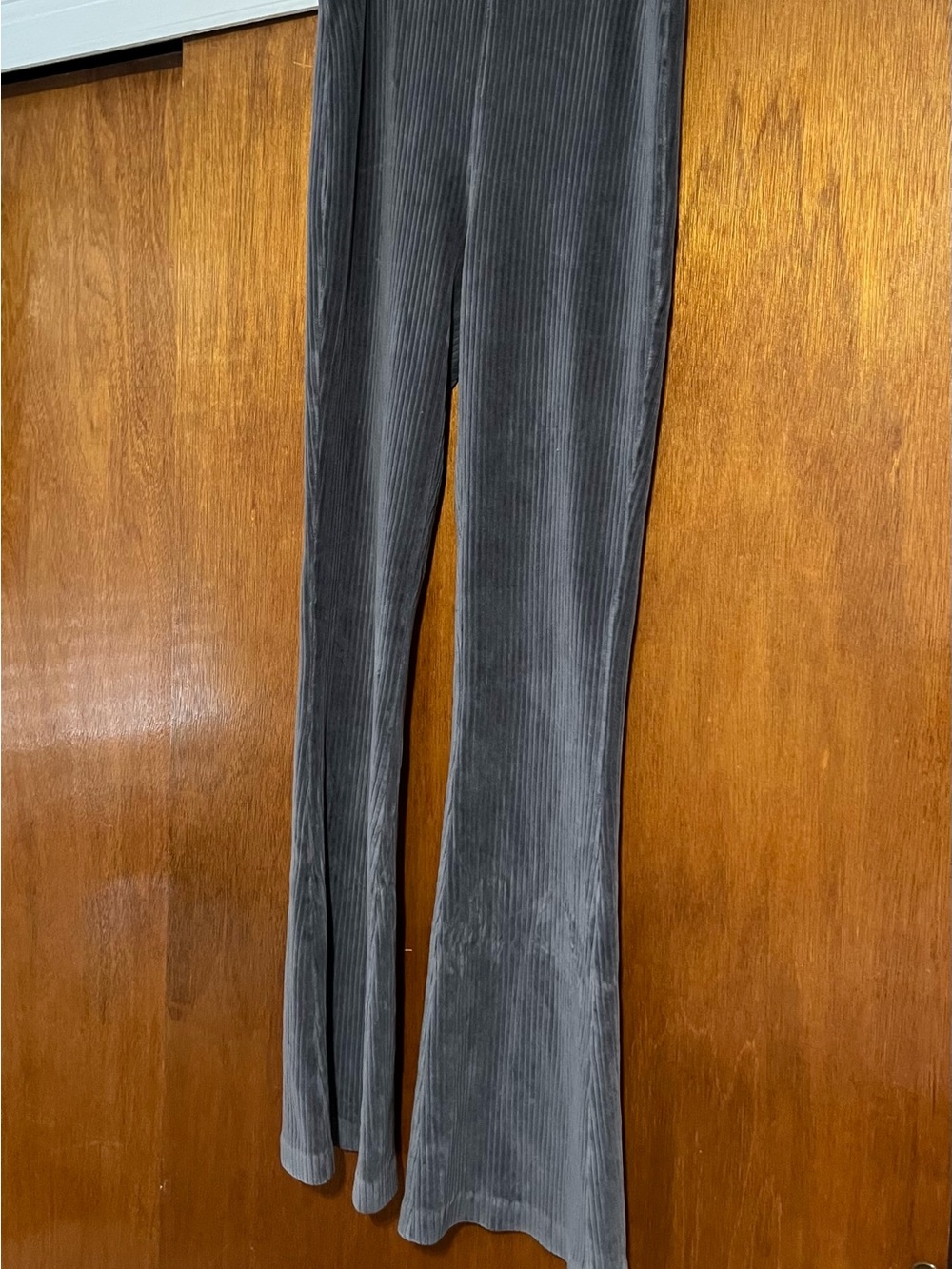 aerie Gray Ribbed Velvet Flare Pants